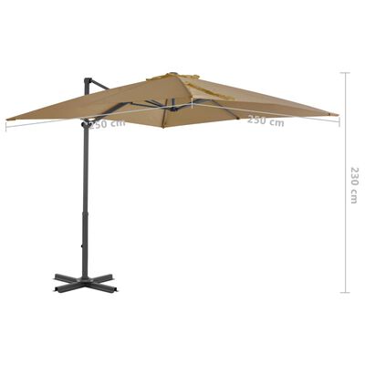vidaXL Riippuva aurinkovarjo alumiinipylväällä 250x250cm ruskeanharmaa