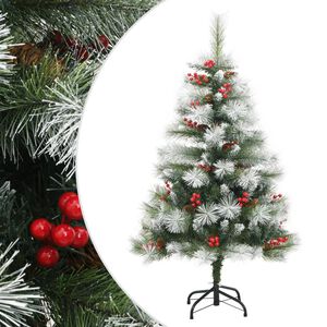 vidaXL Tekojoulukuusi saranoilla, k&auml;vyill&auml; ja marjoilla 120 cm