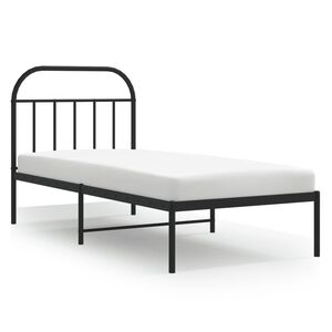 vidaXL Metallinen s&auml;ngynrunko p&auml;&auml;dyll&auml; musta 90x190 cm