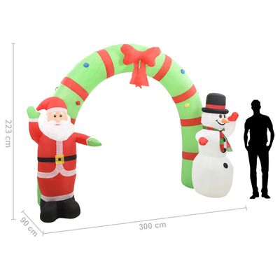 vidaXL Ilmatäytteinen joulukoriste joulupukki ja lumiukko LED 223 cm