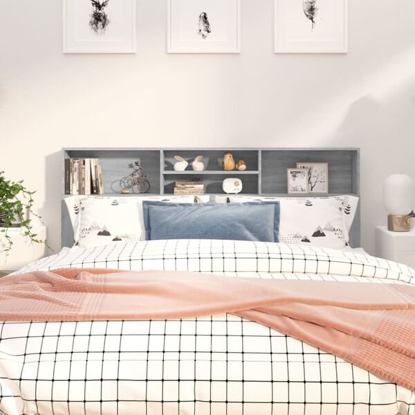 vidaXL S&auml;ngynp&auml;&auml;ty s&auml;ilytystilalla harmaa Sonoma 180x19x103,5 cm