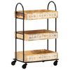 vidaXL Tarjoiluvaunu 3 tasoa 46x30x76 cm t&auml;ysi mangopuu