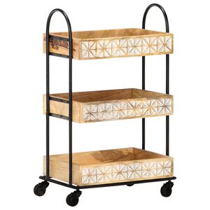 vidaXL Tarjoiluvaunu 3 tasoa 46x30x76 cm t&auml;ysi mangopuu