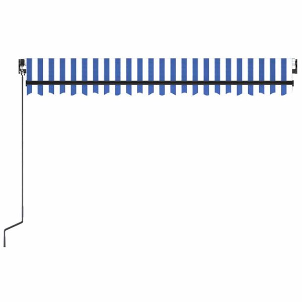 vidaXL Sisäänkelattava markiisi LEDillä 450x300cm sininen ja valkoinen