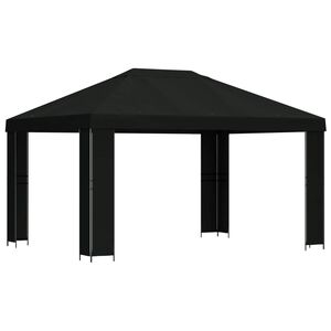 vidaXL Huvimaja 4 &times; 3 m Musta Polyesteri ja ter&auml;s 190 gsm