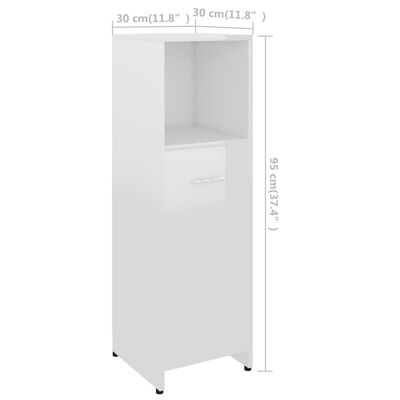 vidaXL 4-osainen kylpyhuone kalustesarja korkeak. valk. tekninen puu