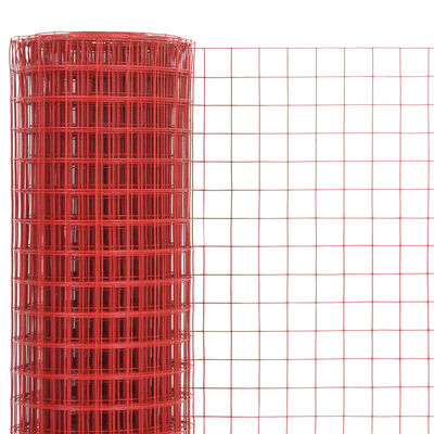 vidaXL Kanaverkko teräs PVC pinnoitteella 10x1,5 m punainen