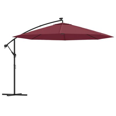 vidaXL Aurinkovarjo LED-valoilla viininpunainen 350 cm