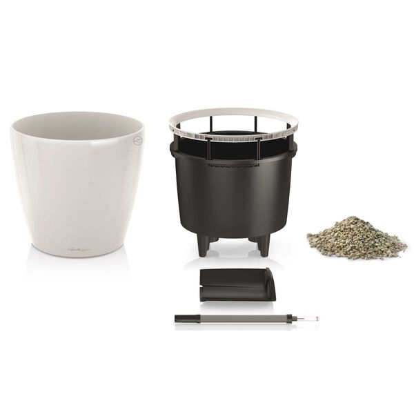 LECHUZA Kukkalaatikko Classico 43 LS ALL-IN-ONE korkeakiilto valkoinen