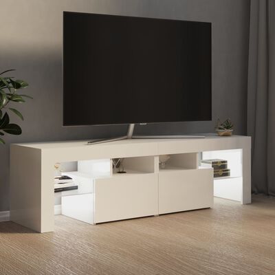 vidaXL TV-taso LED-valoilla korkeakiilto valkoinen 140x36,5x40 cm