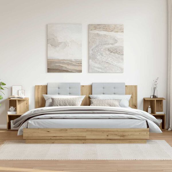 vidaXL Y&ouml;p&ouml;yt&auml;kaapit 2 kpl k&auml;sity&ouml;l&auml;inen tammi tekninen puu