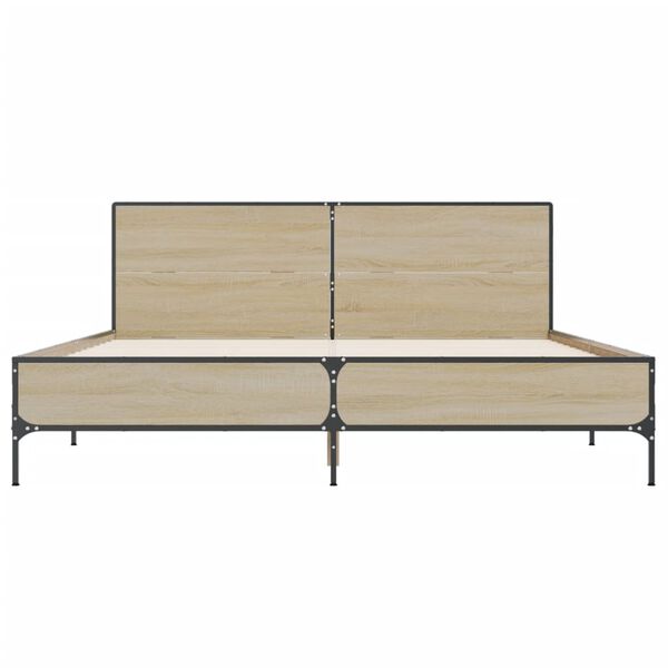 vidaXL Sängynrunko Sonoma-tammi 120x190 cm tekninen puu ja metalli