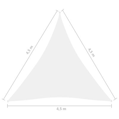 vidaXL Aurinkopurje Oxford-kangas kolmio 4,5x4,5x4,5 m valkoinen