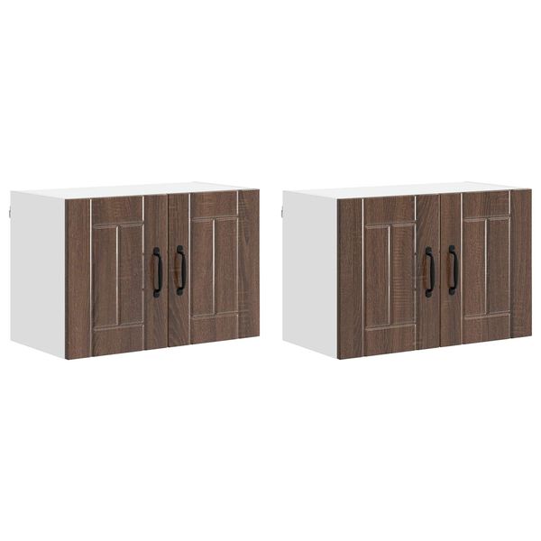 vidaXL Keitti&ouml;n sein&auml;kaapit ovella 2 pcs Ruskea tammi 60 x 31 x 40 cm