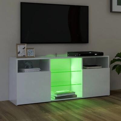 vidaXL TV-taso LED-valoilla korkeakiilto valkoinen 120x30x50 cm