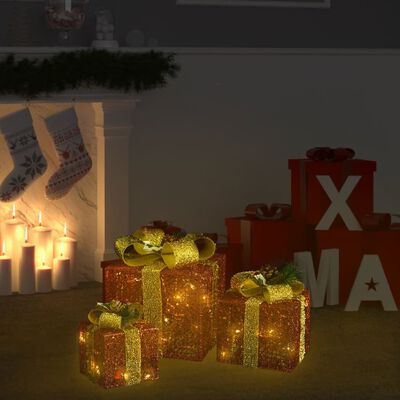 vidaXL Koristeelliset joululahjalaatikot 3kpl punainen sisälle ja ulos