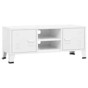 vidaXL Teollinen TV-taso valkoinen 105x35x42 cm metalli