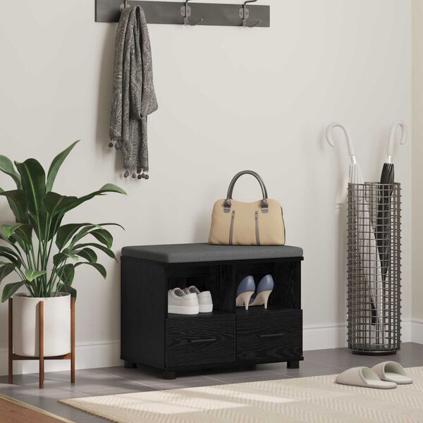 vidaXL Halli penkki tyynyll&auml; Musta tammi. 60 x 38 x 46 cm