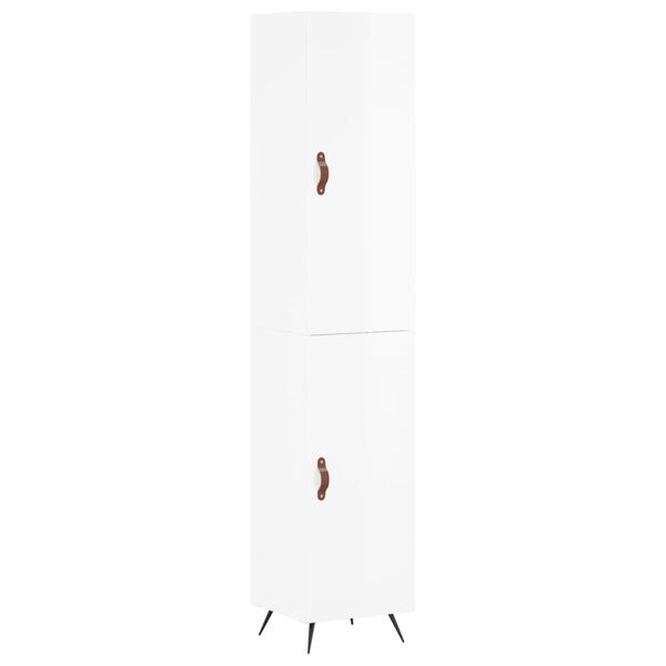 vidaXL Kaappi korkeakiilto valkoinen 34,5x34x180 cm tekninen puu