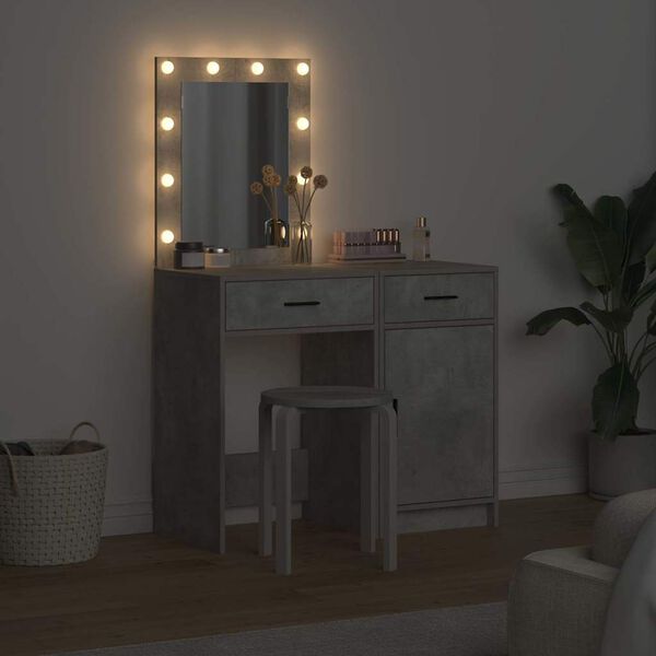 vidaXL Meikkip&ouml;yt&auml; ovella 2 pcs Harmaa 50 x 41 x 135 cm Tekninen puu