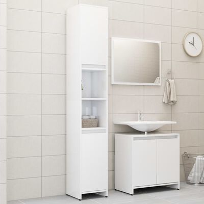 vidaXL 3-osainen kylpyhuonekalustesarja korkeakiilto valk. lastulevy