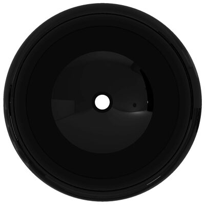 vidaXL Keraaminen pesuallas pyöreä musta 40x15 cm