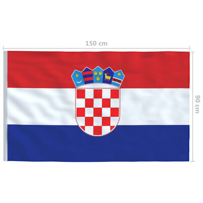 vidaXL Kroatian lippu ja tanko alumiini 6 m
