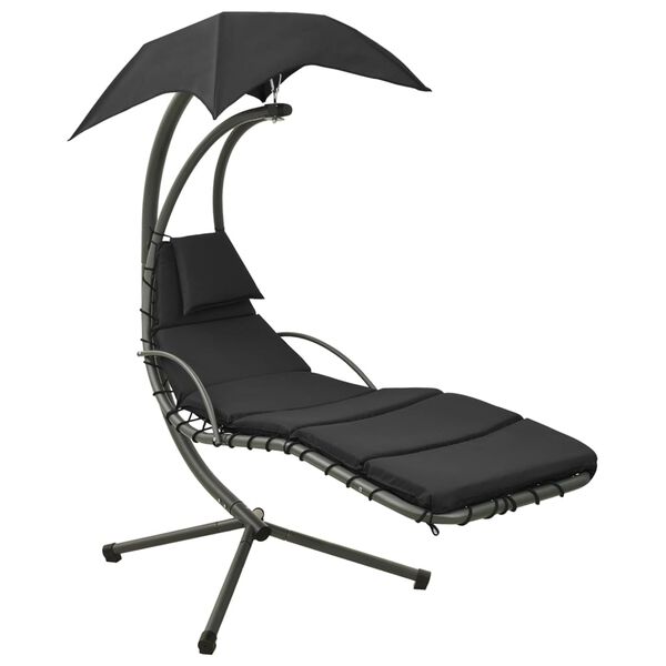 vidaXL Puutarhan riippukeinu musta ja harmaa 190x90x200 cm kangas