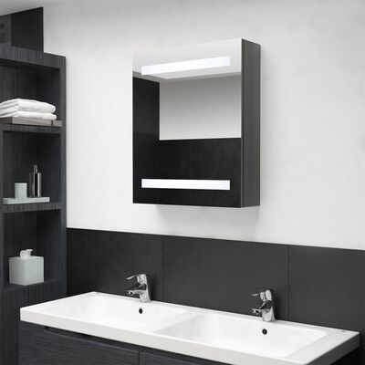 vidaXL LED kylpyhuoneen peilikaappi kiiltävä harmaa 50x14x60 cm