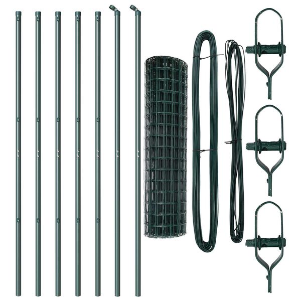 vidaXL Aita ja Tuki Vihreä 1 x 10 m Teräs ja PVC