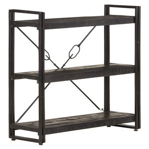 vidaXL 3-tasoinen kirjahylly musta 90x30x80 cm t&auml;ysi mangopuu