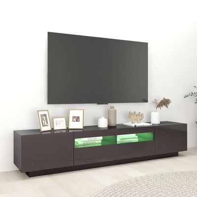 vidaXL TV-taso LED-valoilla korkeakiilto harmaa 200x35x40 cm