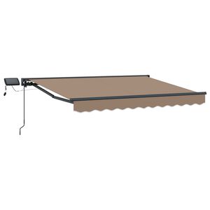 vidaXL Manuaalinen markiisin runko LED-valoilla Taupe 5 x 3 m