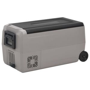 vidaXL Kylm&auml;laukku py&ouml;rill&auml; ja kahvalla mustaharmaa 50 l PP & PE