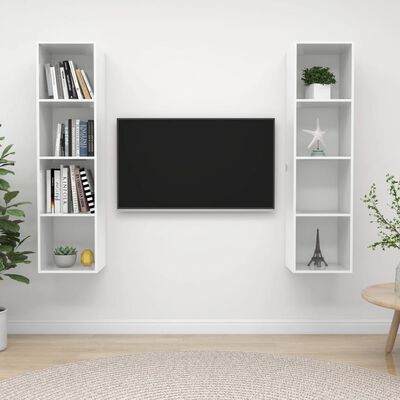 vidaXL Seinäkiinnitettävät TV-tasot 2 kpl korkeak. valk. tekninen puu