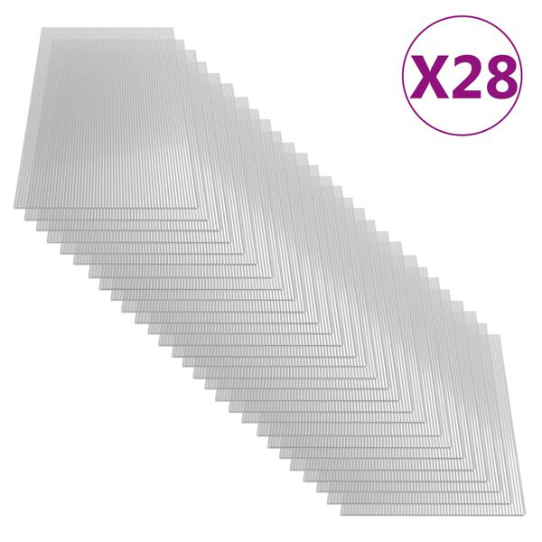 vidaXL Polykarbonaattilevyt 28 kpl 4 mm 121x60 cm