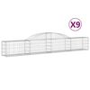 vidaXL Kaarevat kivikorit 9 kpl 300x30x40/60 cm galvanoitu rauta