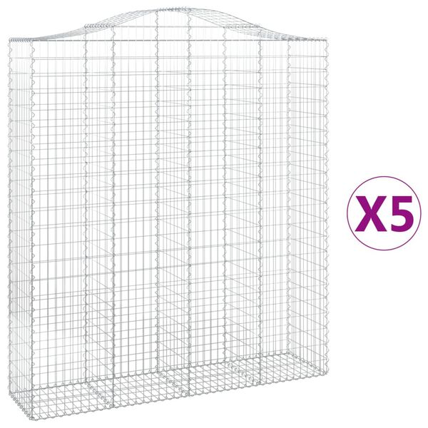 vidaXL Kaarevat kivikorit 5 kpl 200x50x220/240 cm galvanoitu rauta