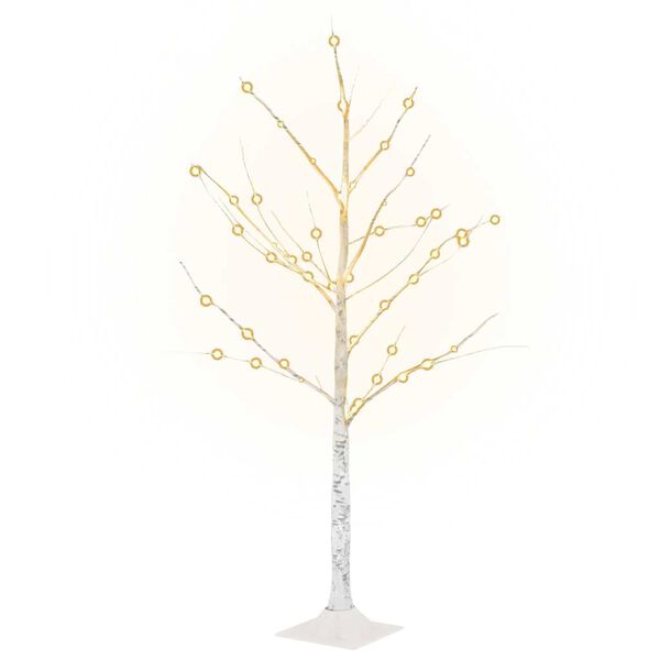 vidaXL Valkoinen LED-koivu lämmin valkoinen 48 LED-valoa 120 cm