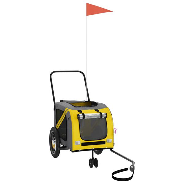 vidaXL Lemmikinkuljetuskärry polkupyörään kelt./musta kangas ja rauta