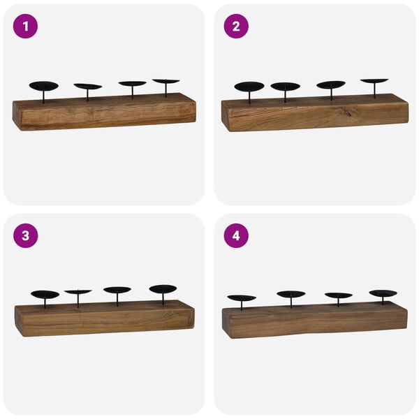 vidaXL Kynttil&auml;njalka Luonnollinen 50 x 15 x 10 cm T&auml;ysi Tiikki