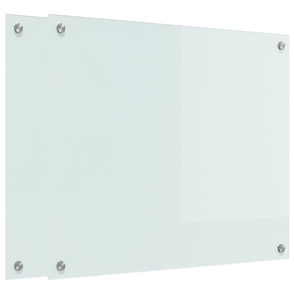 vidaXL Keittiön suojapaneeli 2 pcs Valkoinen 70 x 60 cm karkaistu lasi