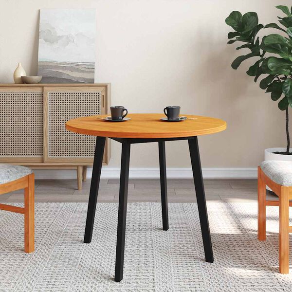 vidaXL Pöytälevy pyöreä vahanruskea Ø80x2,5 cm täysi mänty