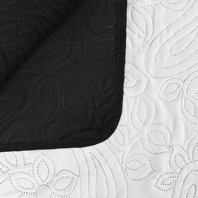vidaXL Kaksipuolinen tikattu päiväpeite 230x260 cm musta ja valkoinen