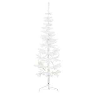 vidaXL Kapea puolikas tekojoulukuusi jalustalla valkoinen 120 cm