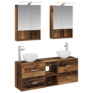 vidaXL Kylpyhuoneen kaappisetti 5 pcs Vanha puu 50 x 14,5 x 70 cm