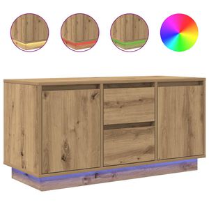 vidaXL TV-kaappi LED-valoilla k&auml;sity&ouml;l&auml;inen tammi 100x41x50 cm