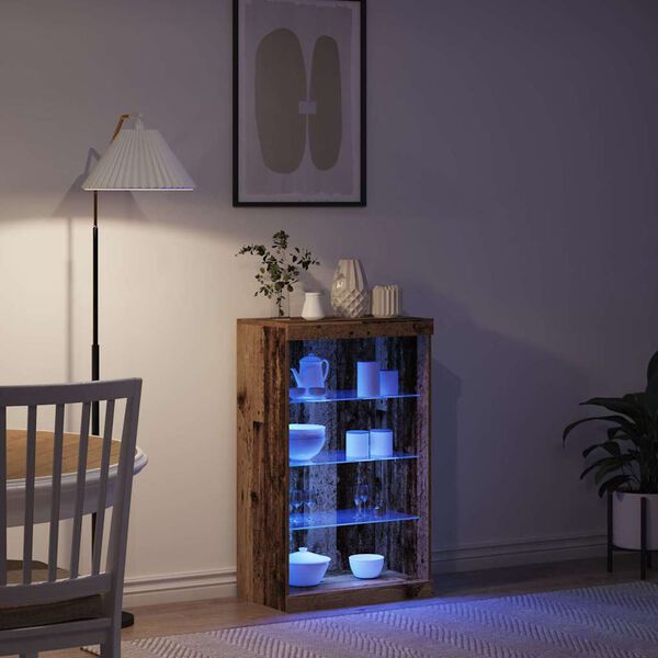 vidaXL LED-p&ouml;yt&auml;taso Vanha puu 60,5 x 37 x 100 cm Tekninen puu