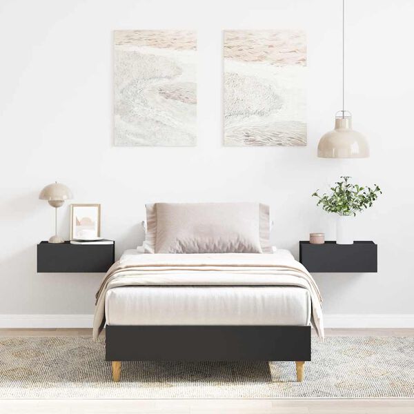 vidaXL Sängynrunko Ei Patjaa Musta 100x200 cm Engineered Wood