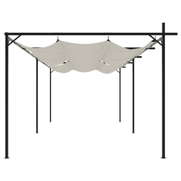 vidaXL Pergola sis&auml;&auml;nvedett&auml;v&auml; katto kerma 589x292x230 cm